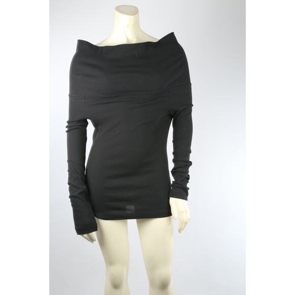 ROSETTA GETTY T-Shirt Black Cotton Off Shoulder Long Sleeve Stretch Size S - Picture 5 of 14